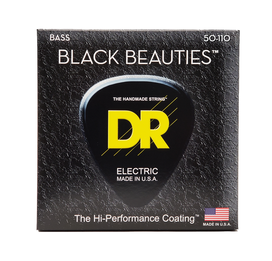 DR Black Beauties Hi-Performance Coated 4-String Bass String Set | Heavy | 50-110
