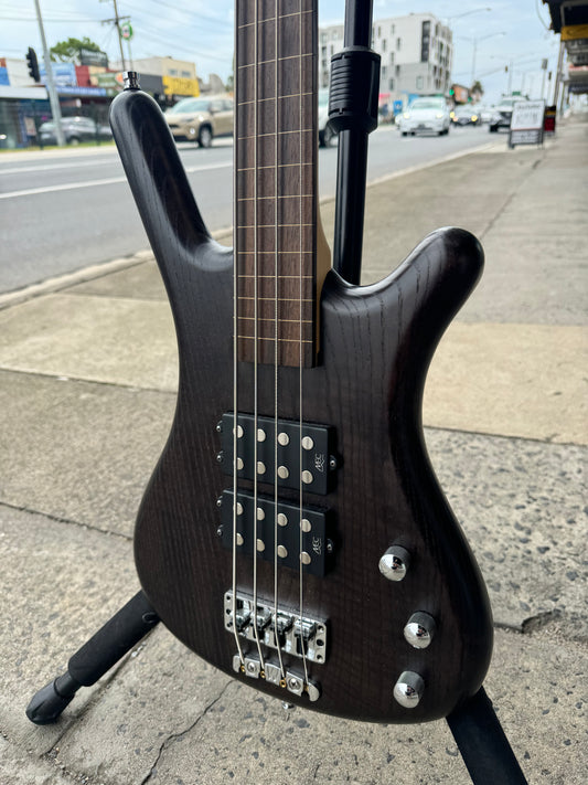 Warwick RB $$ Corvette 4-String Fretless Electric Bass Guitar | Trans Black