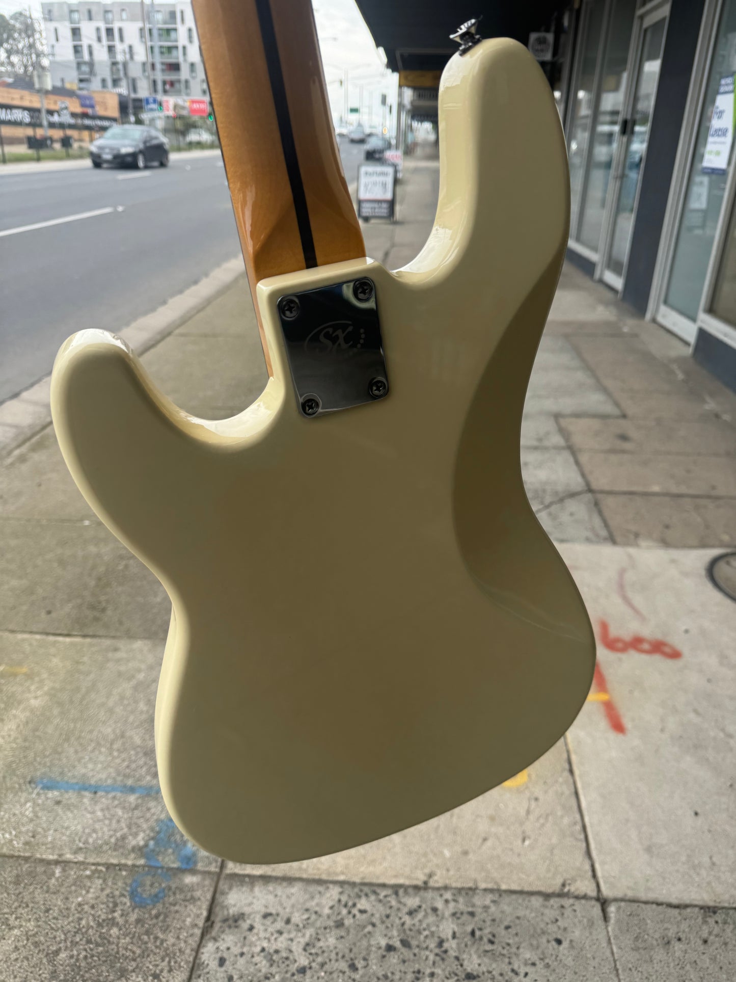 SX VTG Series Vintage PJ Style Bass Guitar | Vintage White