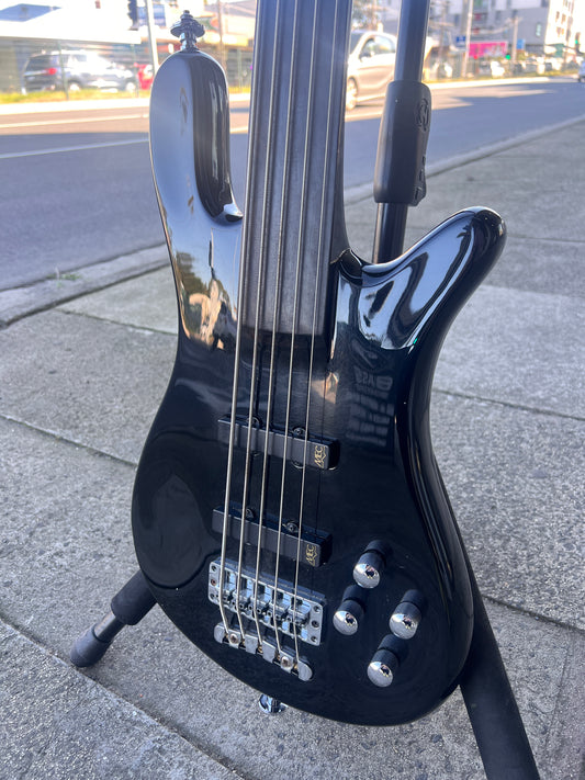 Warwick RB Streamer Fretless 5-String Electric Bass Guitar | Black Gloss