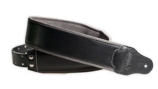 Right On Straps | Graham Black Leather Guitar Strap