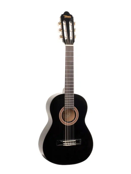 Valencia VC102BK 100 Series 1/2 Size Classical Guitar | Black