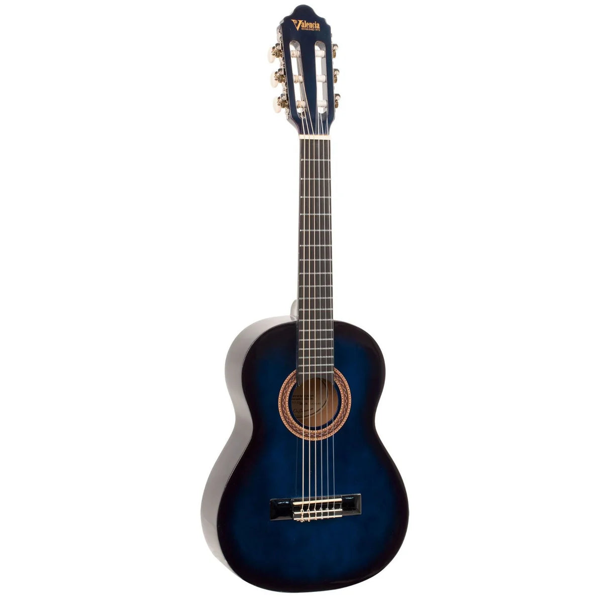 Valencia VC103BUS 100 Series 3/4 Size Classical Guitar | Blue Sunburst