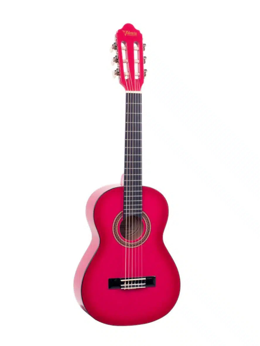 Valencia VC101PKS 100 Series 1/4 Size Classical Guitar | Pink Sunburst