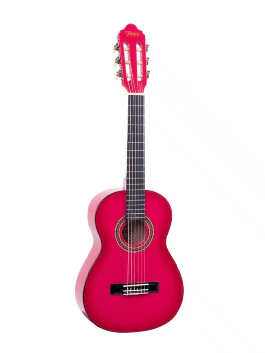 Valencia VC102PKS 100 Series 1/2 Size Classical Guitar | Pink Sunburst