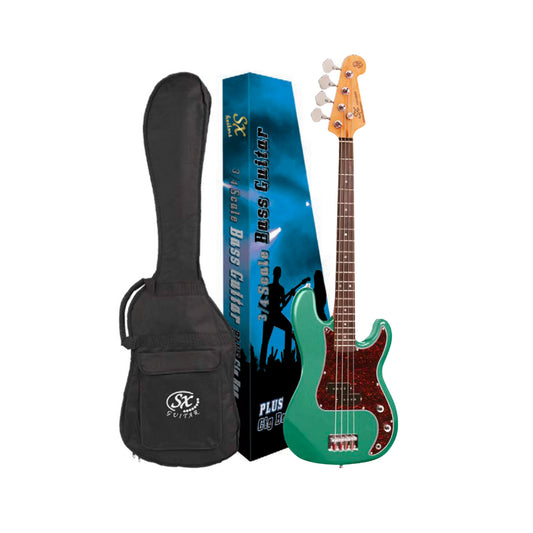 SX VTG Series Vintage P Style Bass Guitar | Vintage Green | 3/4 Size