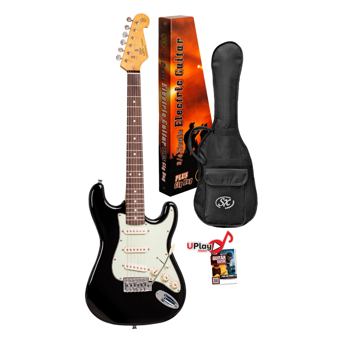 SX VES34B 3/4 Size Vintage Style Electric Guitar | Black