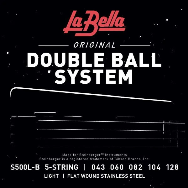 La Bella S500L-B 5-String Double Ball Bass String Set Flat Wound – Light 43-128