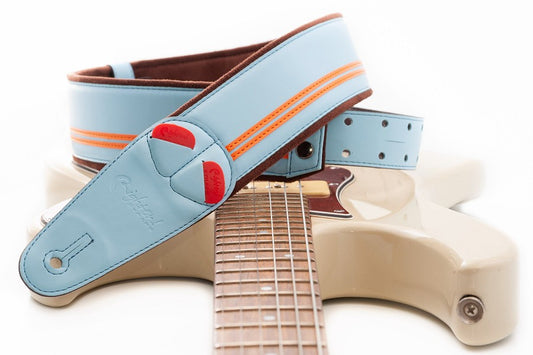 Right On Straps | Race-60 Sonic Blue Guitar Strap - VEGAN LEATHER