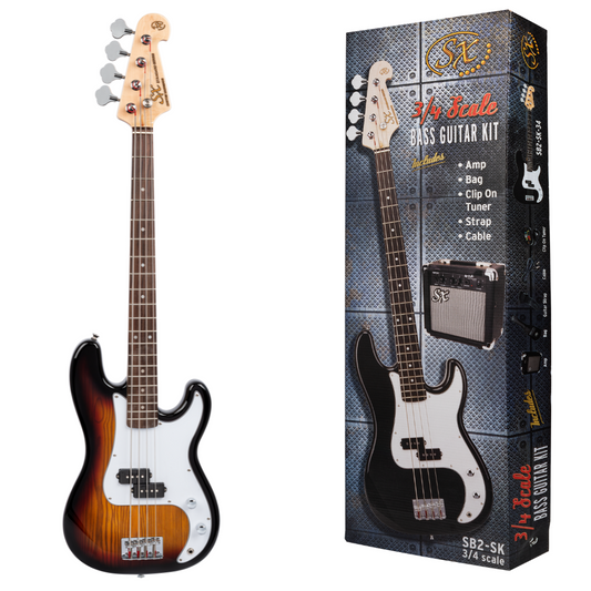 SX P Bass & Amp Package | Tobacco Sunburst | 3/4 Size