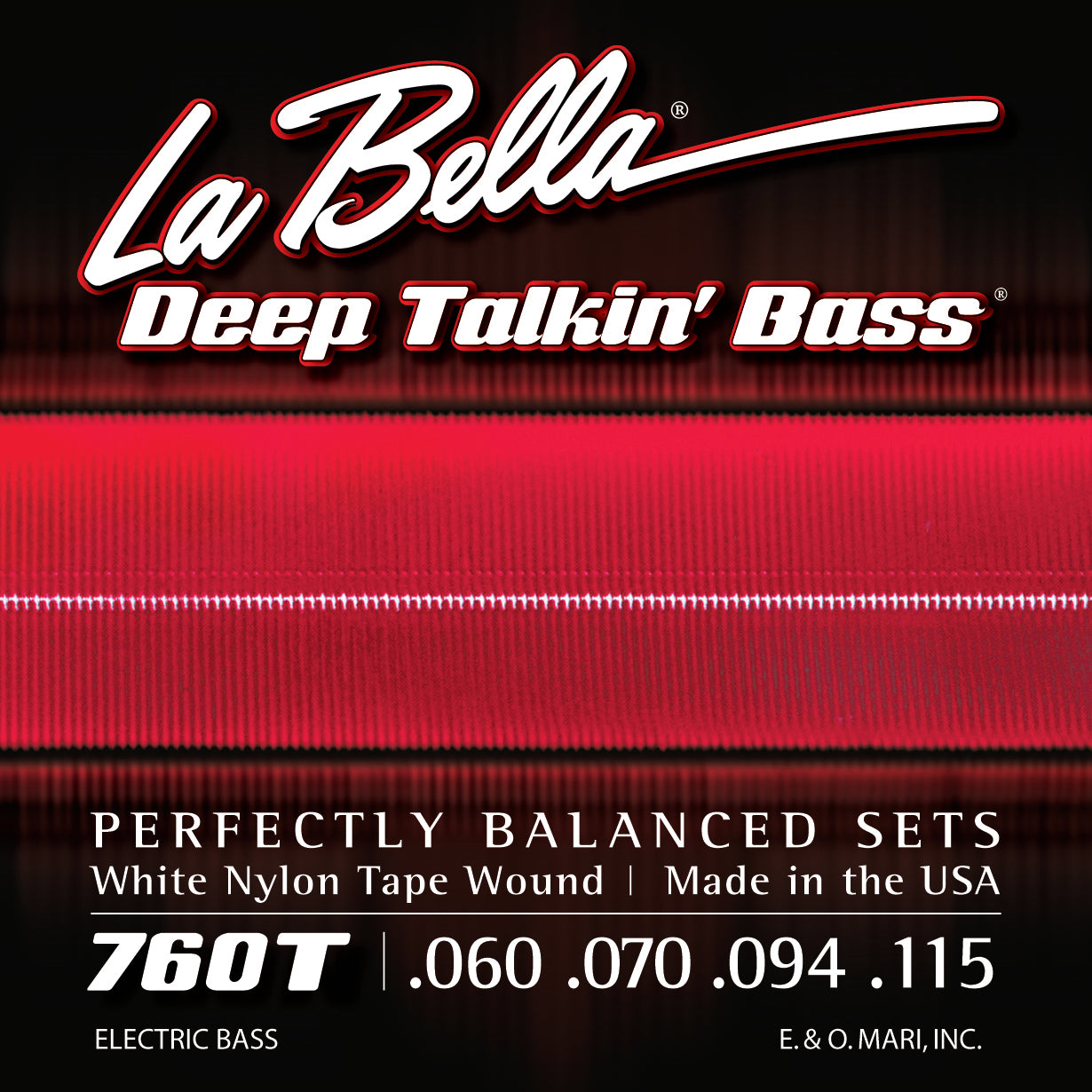 La Bella 760T White Nylon Tape Bass Strings, Standard 60-115