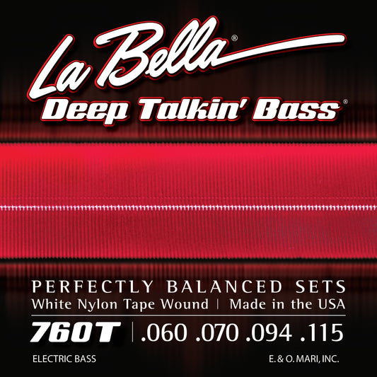 La Bella 760T White Nylon Tape Bass Strings, Standard 60-115