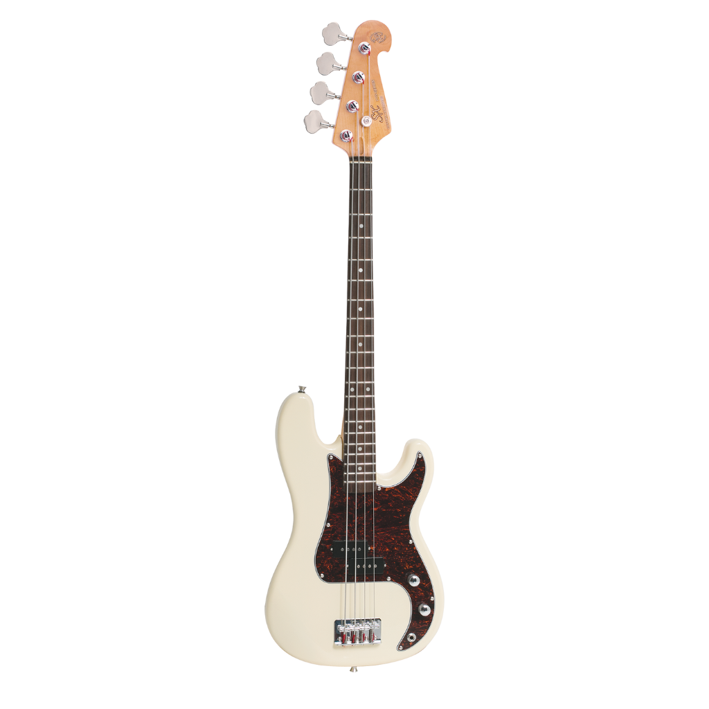 SX VTG Series Vintage P Style Bass Guitar | Vintage White | 3/4 Size