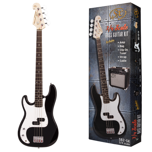 SX Bass & Amp Package | Black | 3/4 Size | Left Handed