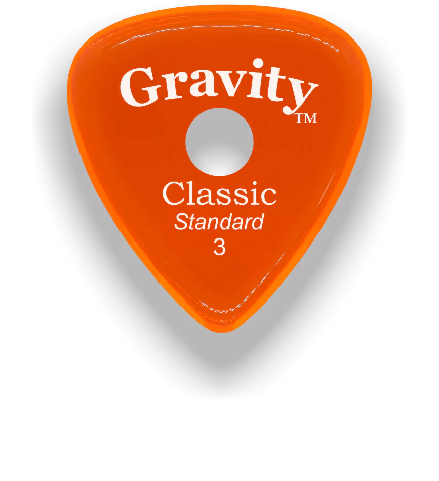 Gravity Picks Classic Standard 3mm Polished w/Round Hole | Orange