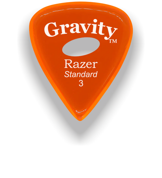 Gravity Picks Razer Standard 3mm Polished w\Elipse Grip Hole | Orange
