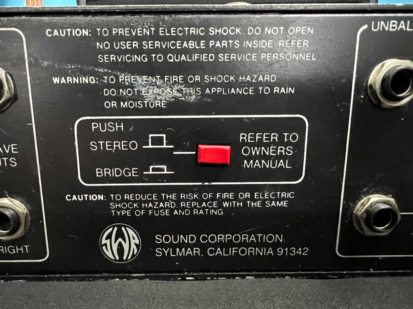 SWR Stereo 800 Bass Power Amp