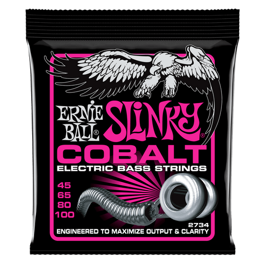 Ernie Ball P02734 Super Slinky Cobalt Electric Bass Strings 45-100 Gauge