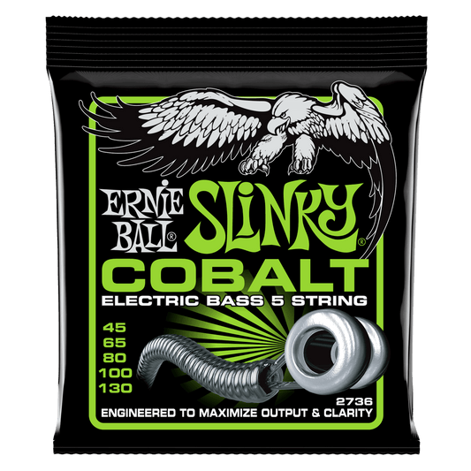 Ernie Ball P02736 Bass 5 Slinky Cobalt Electric Bass Strings 45-130 Gauge