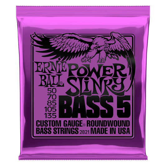 Ernie Ball P02821 Power Slinky 5-String Nickel Wound Electric Bass Strings 50-135 Gauge