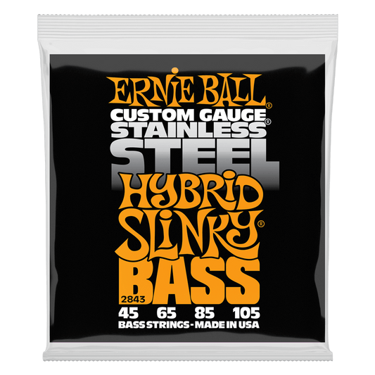 Ernie Ball P02843 Hybrid Slinky Stainless Steel Electric Bass Strings 45-105 Gauge