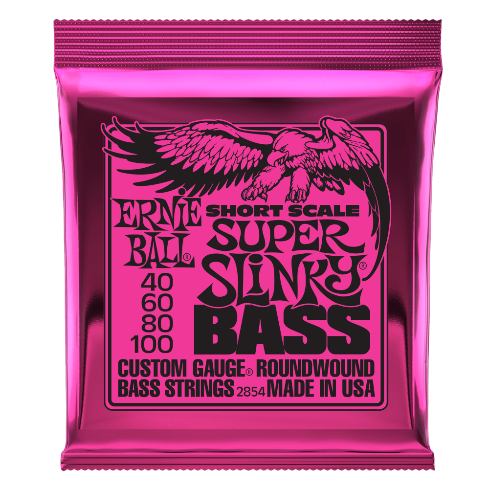 Ernie Ball P02854 Super Slinky Nickel Wound Short Scale Bass Strings 40-100 Gauge