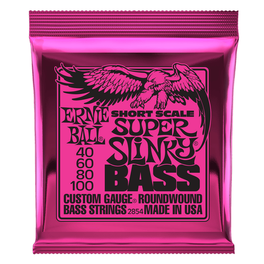 Ernie Ball P02854 Super Slinky Nickel Wound Short Scale Bass Strings 40-100 Gauge