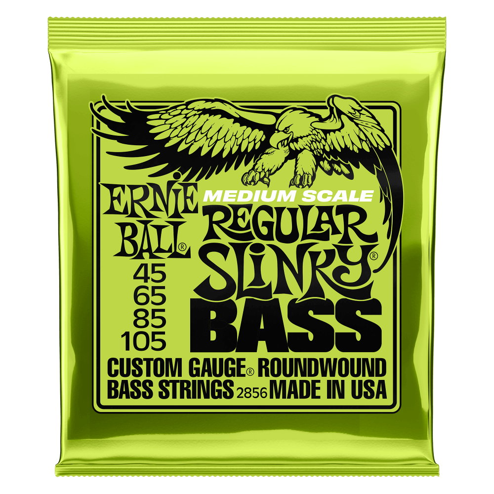 Ernie Ball P02856 Regular Slinky Nickel Wound Medium Scale Bass Strings 45-105 Gauge