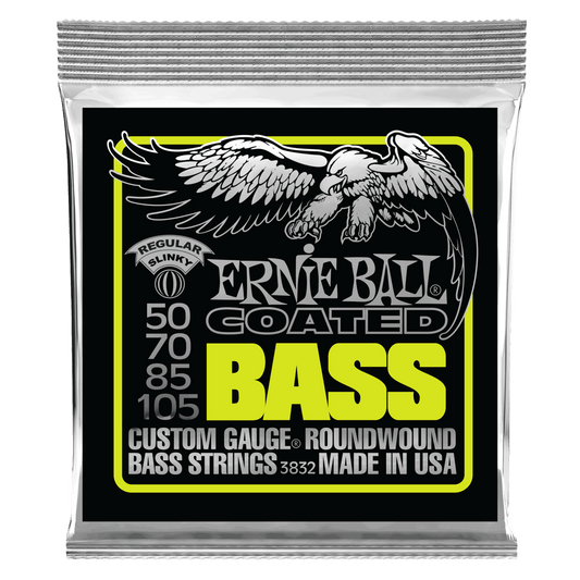 Ernie Ball P03832 Regular Slinky Coated Electric Bass Strings 50-105 Gauge