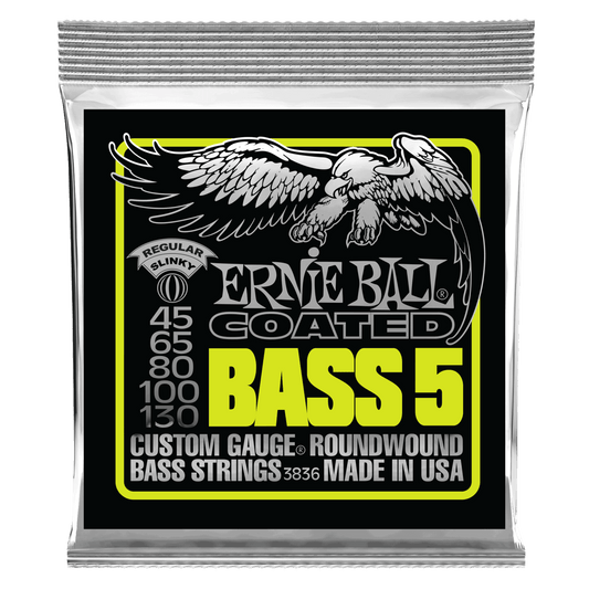 Ernie Ball P03836 Bass 5 Slinky Coated Electric Bass Strings 45-130 Gauge