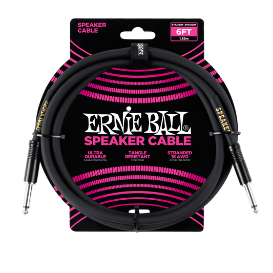 Ernie Ball 6' Straight / Straight Speaker Cable | Black