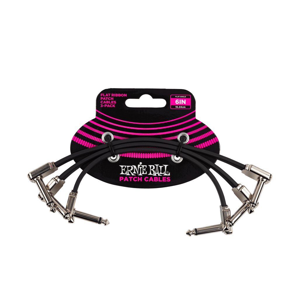 Ernie Ball 6" Flat Ribbon Patch Cable 3 Pack - Black
