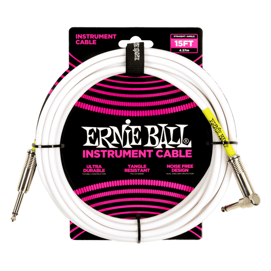 Ernie Ball 10' Straight / Angle Instrument Cable | White