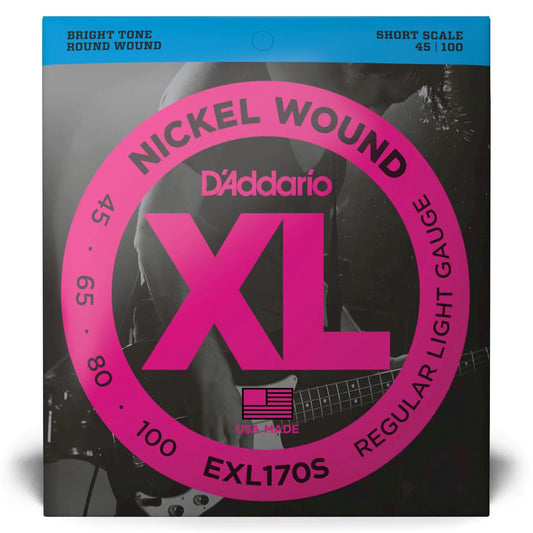 D'Addario EXL170S | XL Nickel Wound Bass Strings 45-100 Gauge | Light | Short Scale