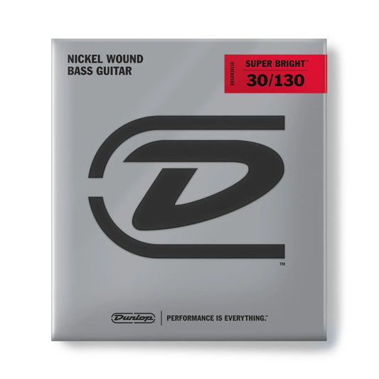 Dunlop DBSBN30130 Super Bright Nickel Wound Bass Strings 30-130 Gauge | 6-String
