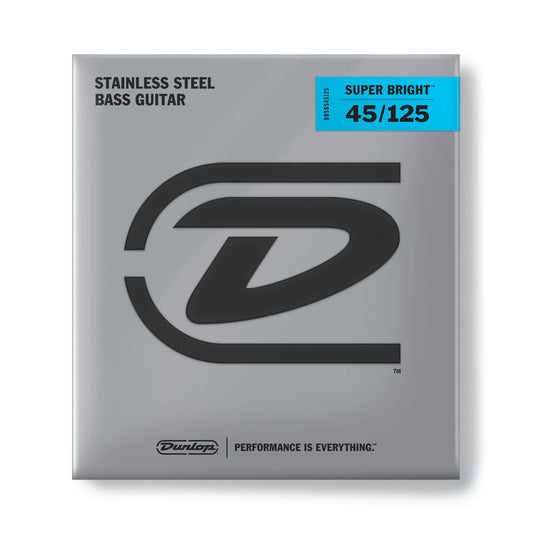 Dunlop DBSBS45125 Super Bright Stainless Steel Bass Strings 45-125 Gauge | 5-String
