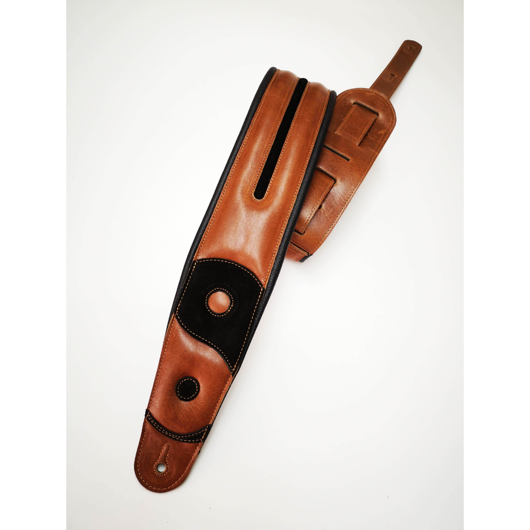 Ergo Straps Yin Yang 3" Brown Genuine Padded Leather Bass Strap - Made in Chile