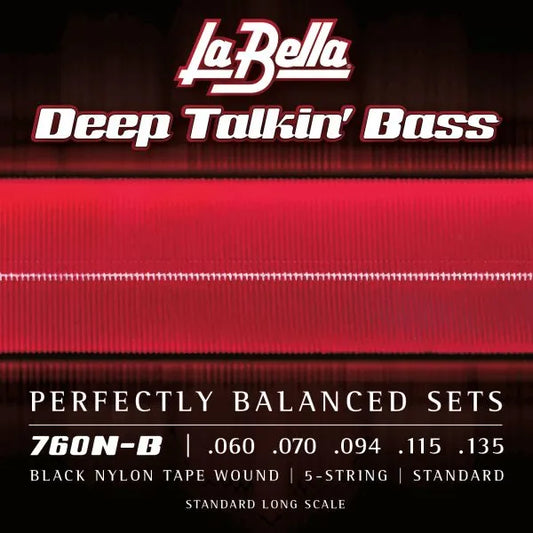 La Bella 760N-B Black Nylon Tape, 5-String – 60-135