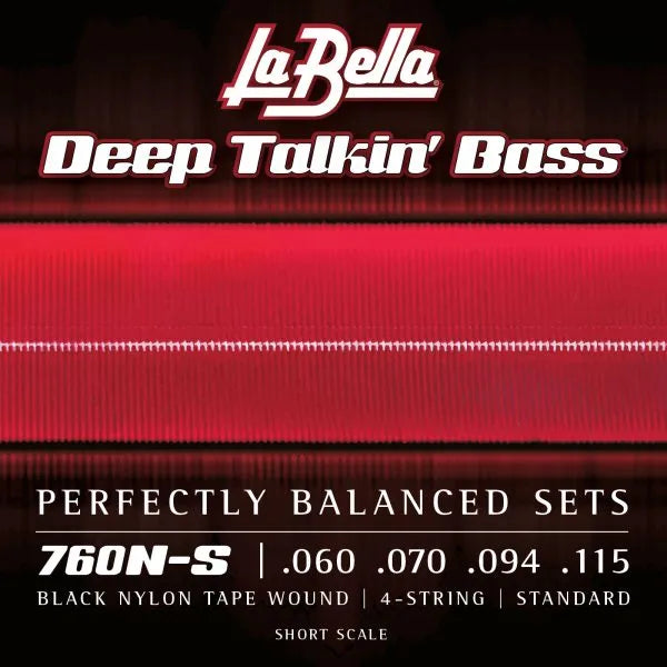 La Bella 760N-S Black Nylon Tape – 60-115, Short Scale
