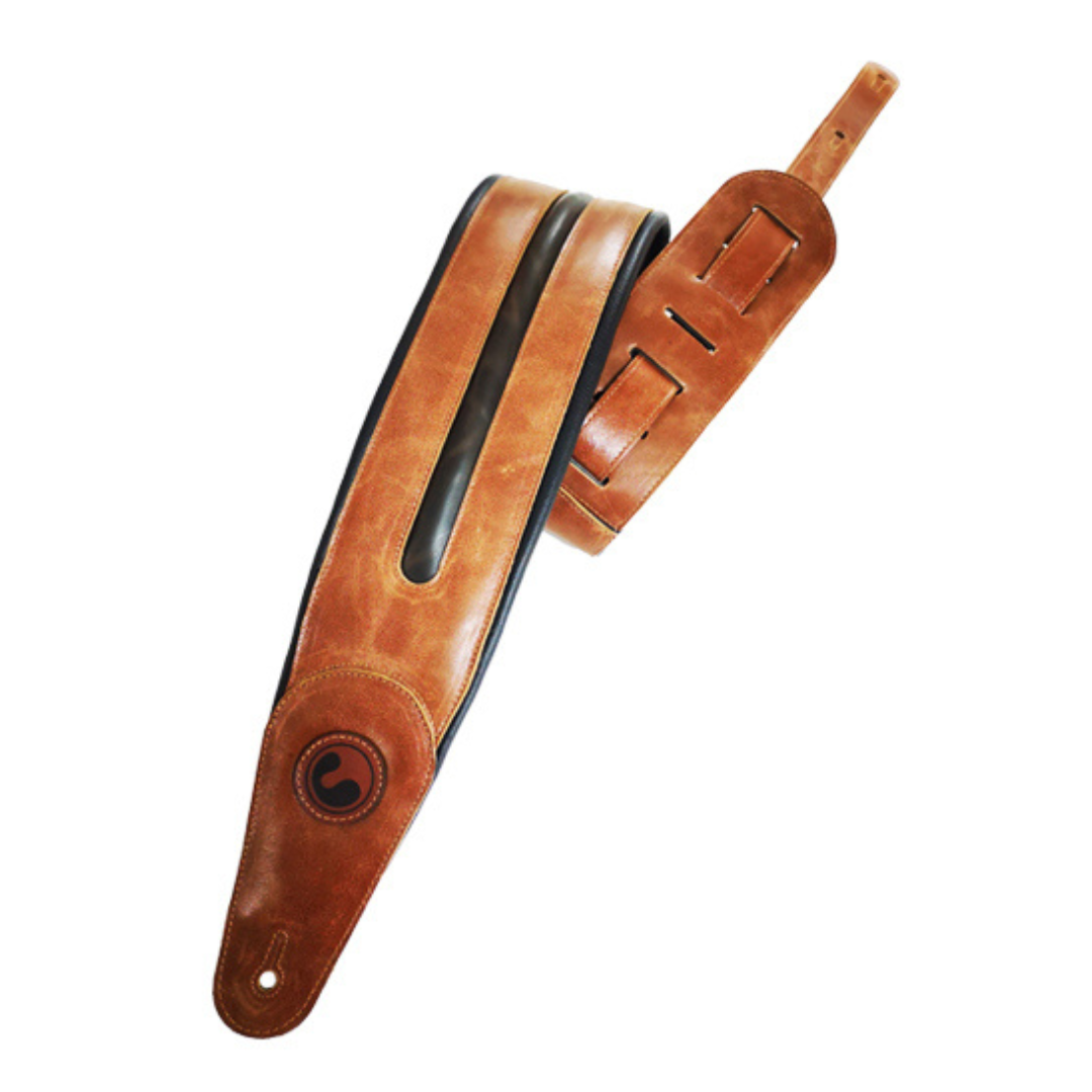 Ergo Straps Jazz 4" Brown Genuine Padded Leather Bass Strap - Made in Chile