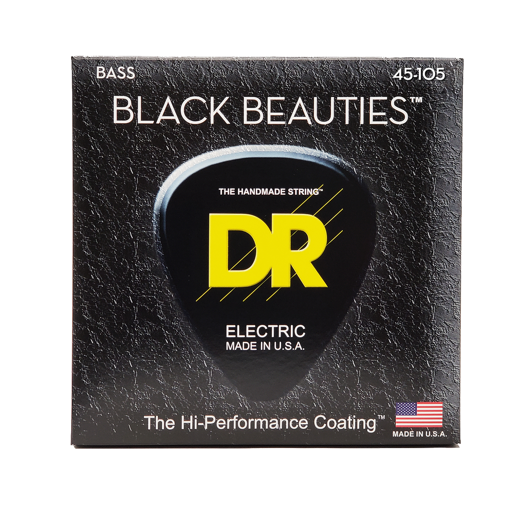 DR Black Beauties Hi-Performance Coated 4-String Bass String Set | Medium | 45-105