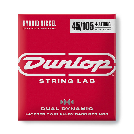 Dunlop DBHYN45105 Dual Dynamic Layered Twin Alloy Hybrid Wound Nickel Bass Strings | 45-105