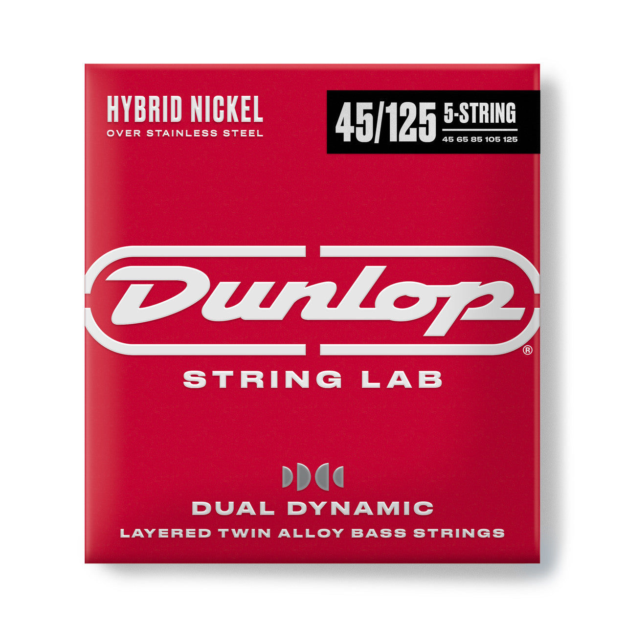 Dunlop DBHYN45125 Dual Dynamic Layered Twin Alloy Hybrid Wound Nickel 5-String Bass String Set | 45-125