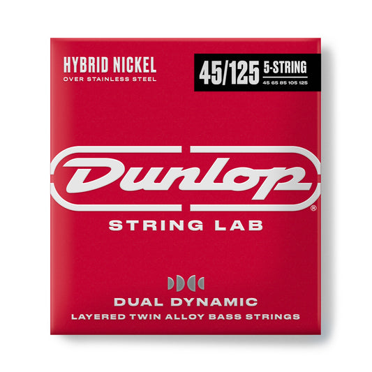 Dunlop DBHYN45125 Dual Dynamic Layered Twin Alloy Hybrid Wound Nickel 5-String Bass String Set | 45-125