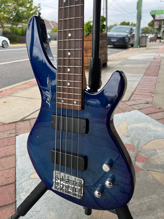J&D Luthiers T-Style 5-String Bass | Blue