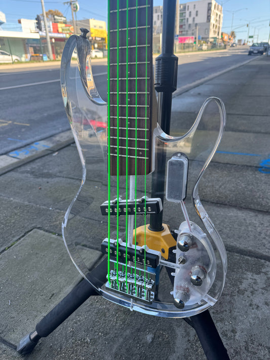 Acrylic 5-String Bass Guitar with LED