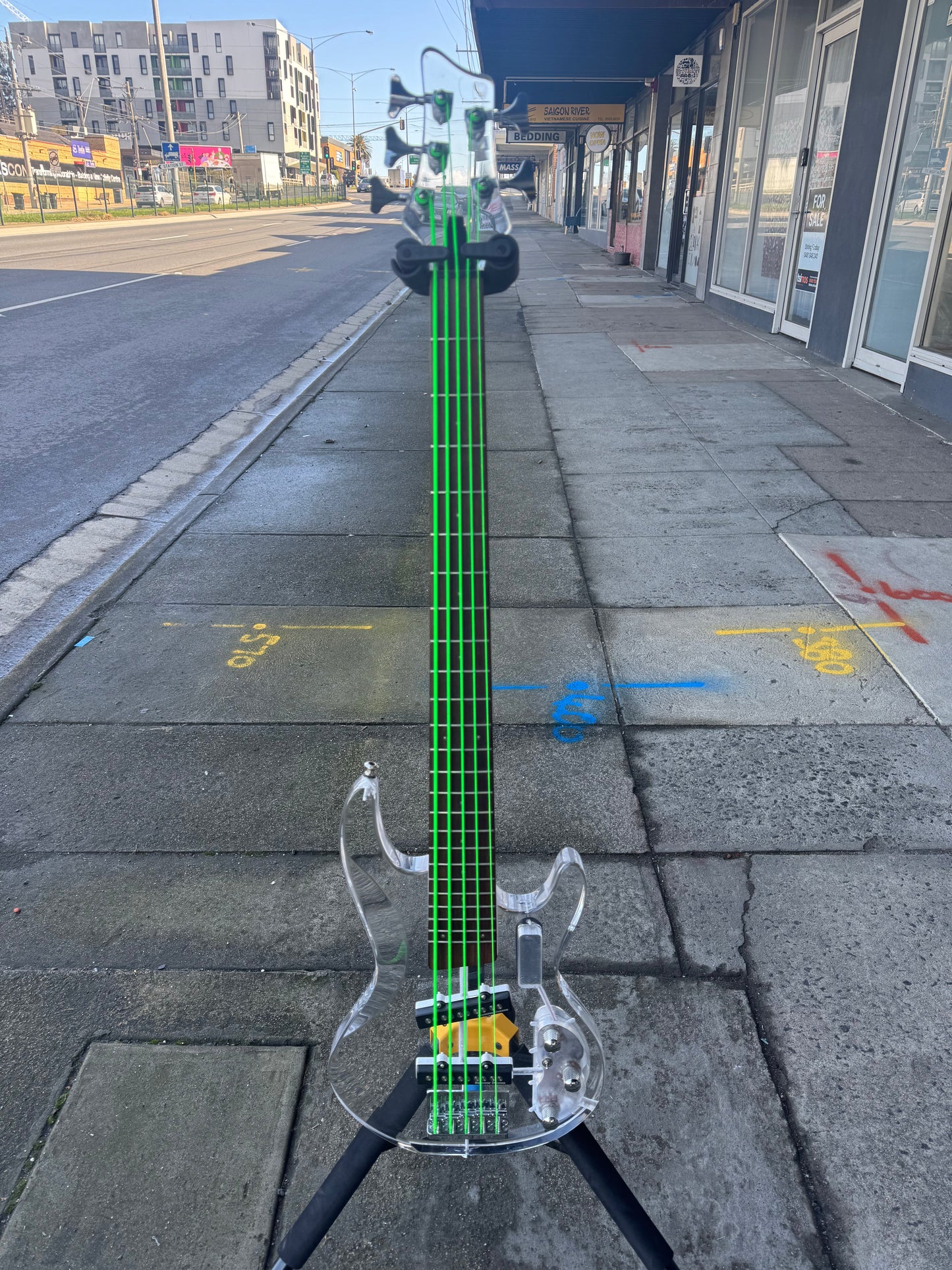 Acrylic 5-String Bass Guitar with LED
