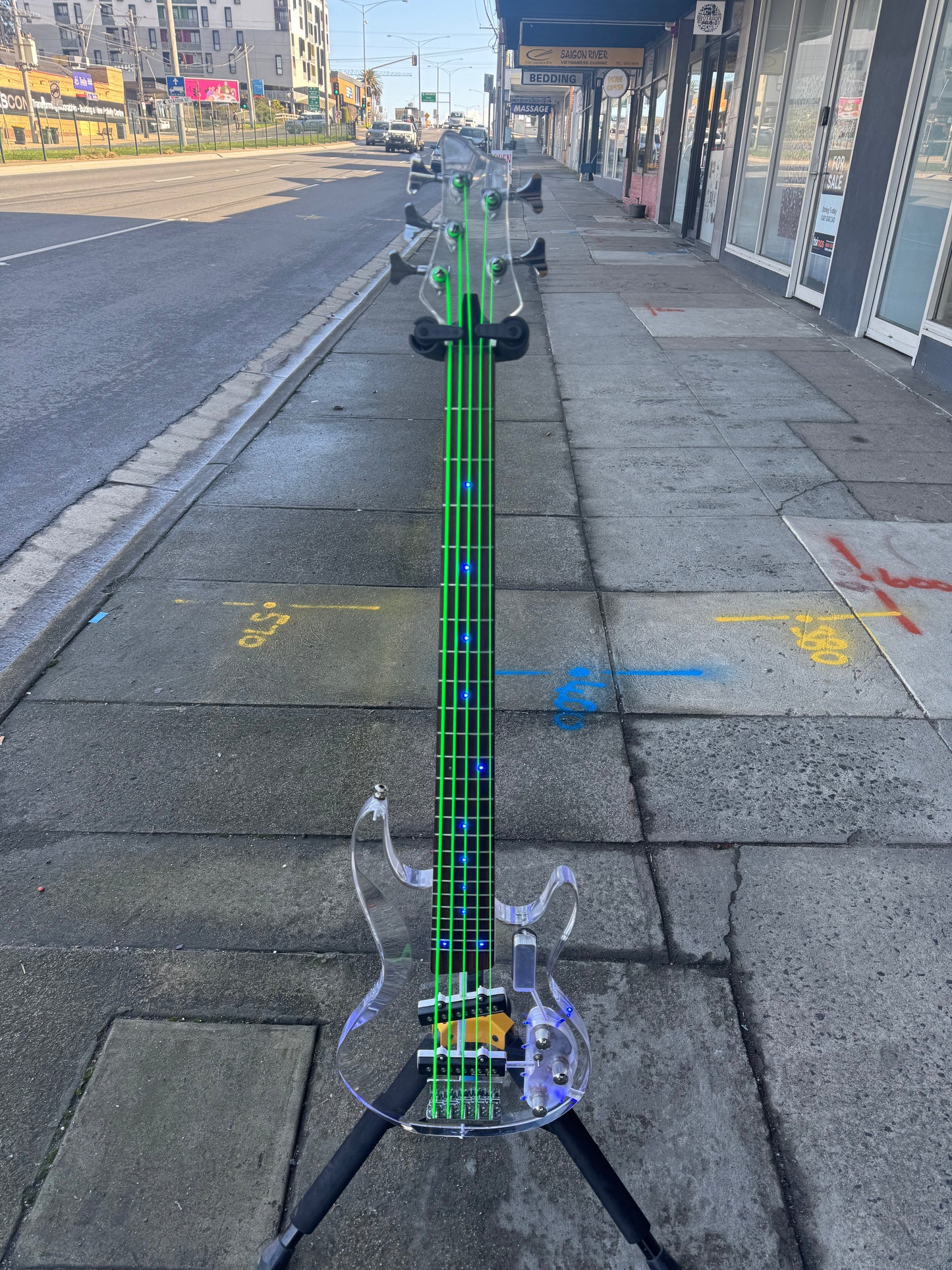 Acrylic 5-String Bass Guitar with LED