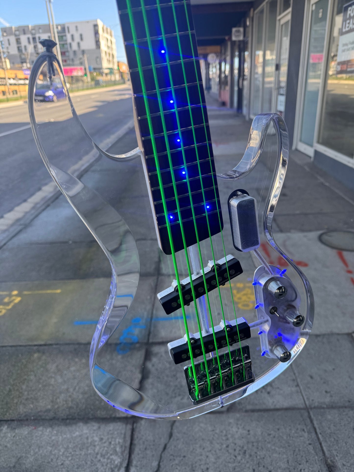 Acrylic 5-String Bass Guitar with LED