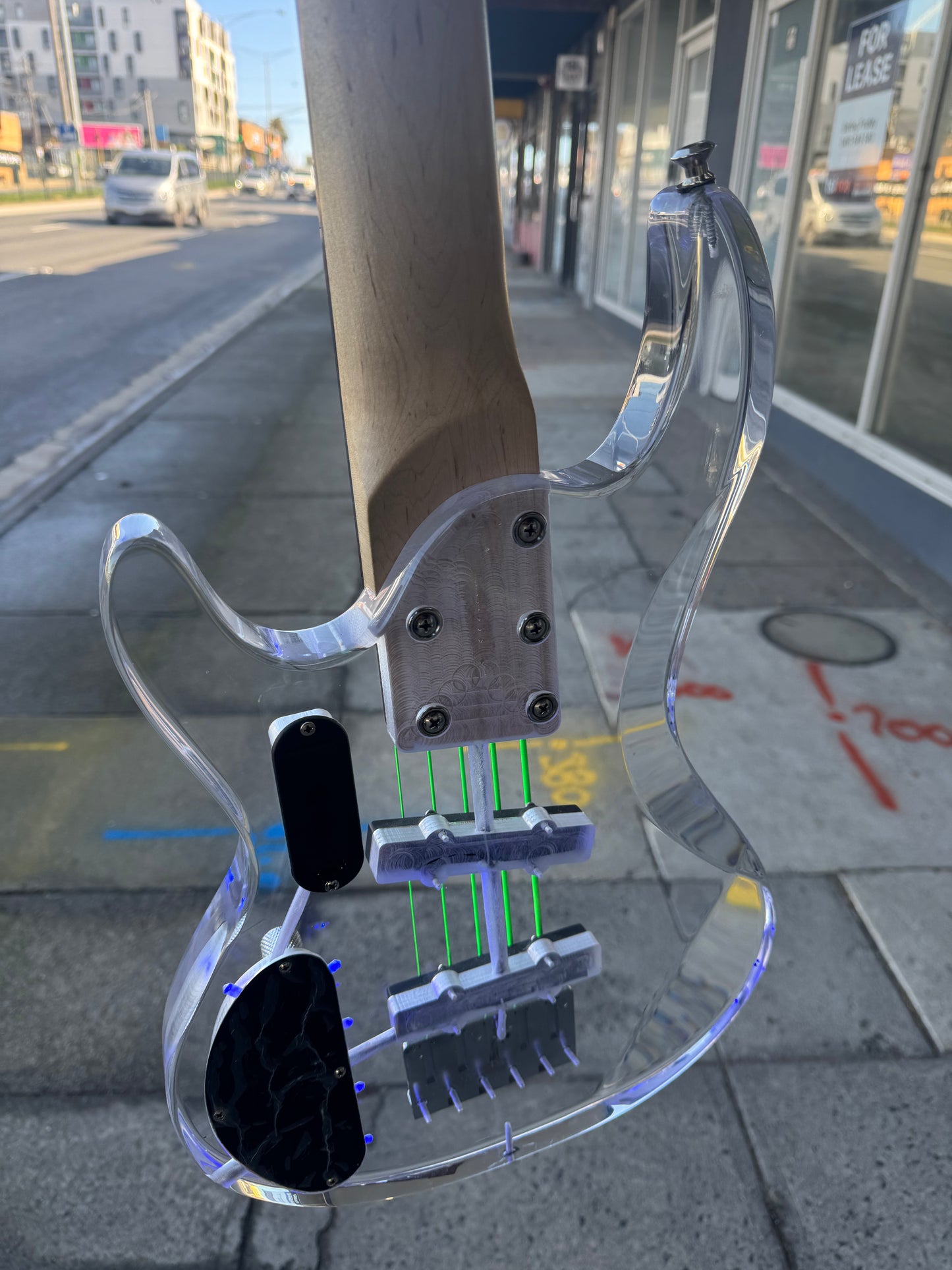 Acrylic 5-String Bass Guitar with LED